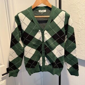 Grace Karin Green Argyle Cardigan